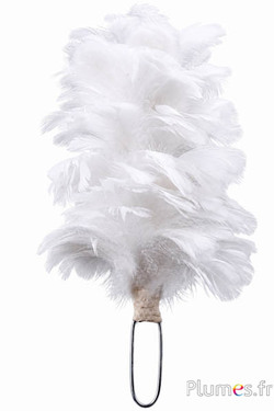 Pluim hen met ring - hoogte 20 cm - wit